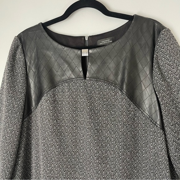 Tahari Arthur S. Levine Faux Leather Trim Dress - Picture 3 of 11